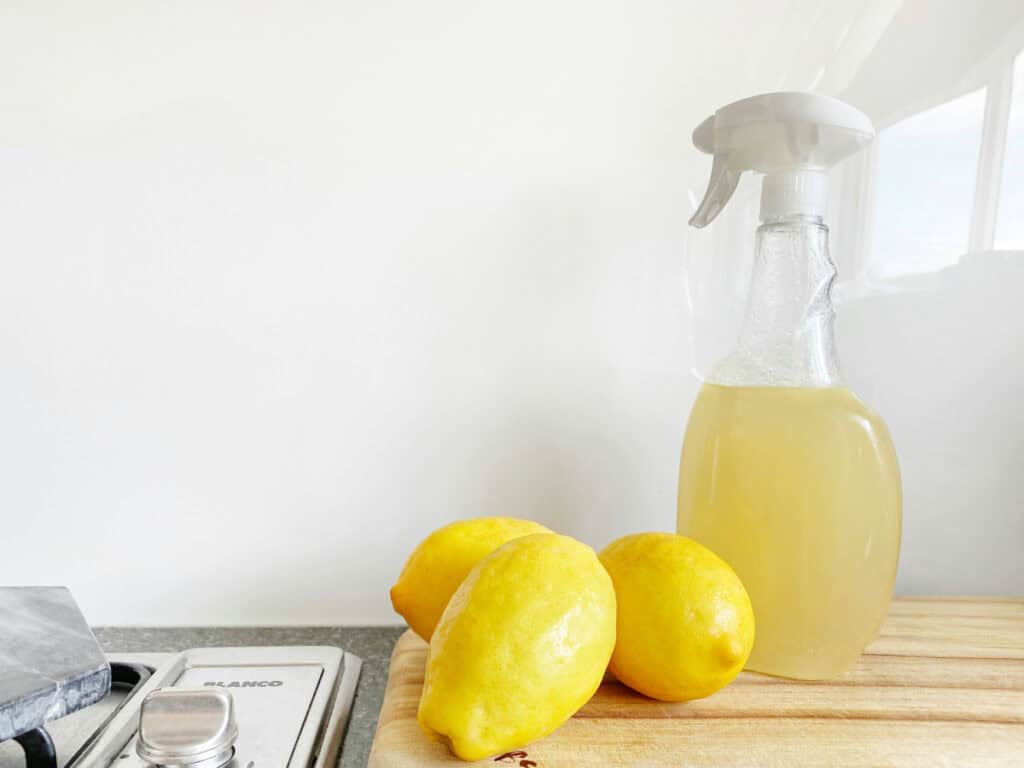 Lemon and lemon mixed in a spay bottle